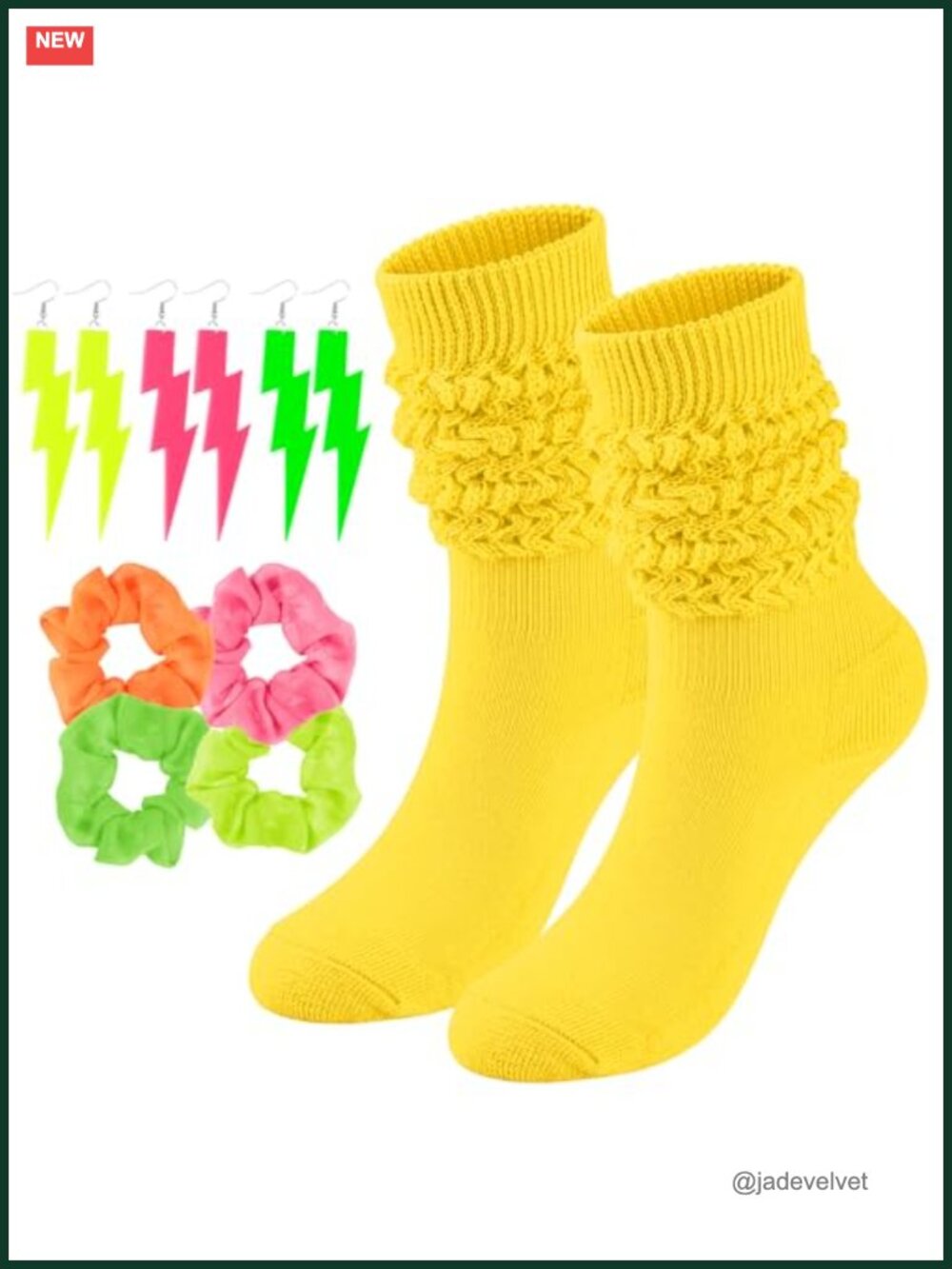 Slouch Socks for Women Knee High 80s 90s Scrunch Party Set